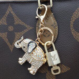 Authentic Louis Vuitton Lock & Key with Unbranded Elephant Charm, Keychain